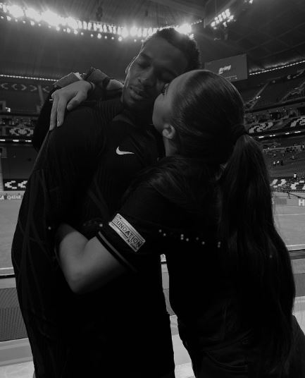 Jurrien Timber and his girlfriend Rose during FIFA World Cup 2022